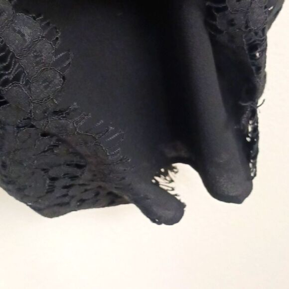 Michael Michael Kors black lace floral short sleeve modest midi dress sz 10 - Picture 8 of 15